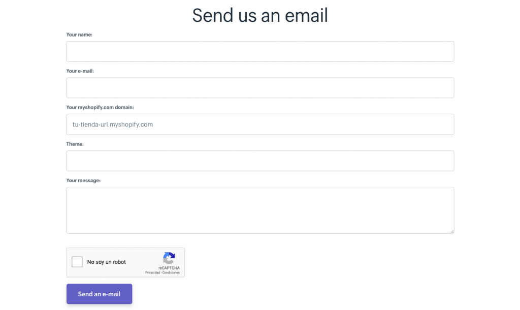 eksempel email privatliv shopify